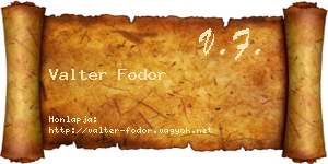 Valter Fodor névjegykártya